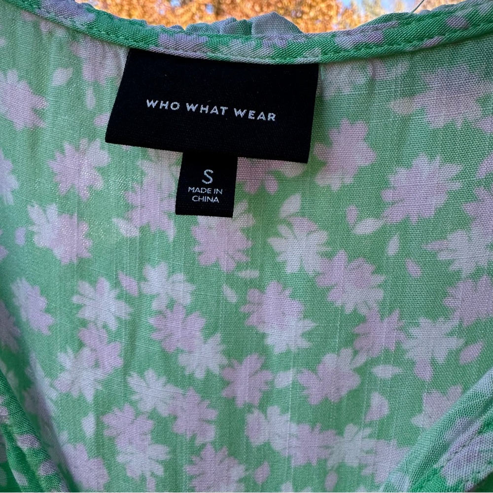 Spring Dress Who What Wear Trad Wife Small Green Floral Tiered Ruffle Prairie - Picture 5 of 6